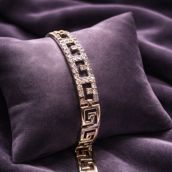 Jewelry - SOLD Gold Greek Key Pave Bracelet